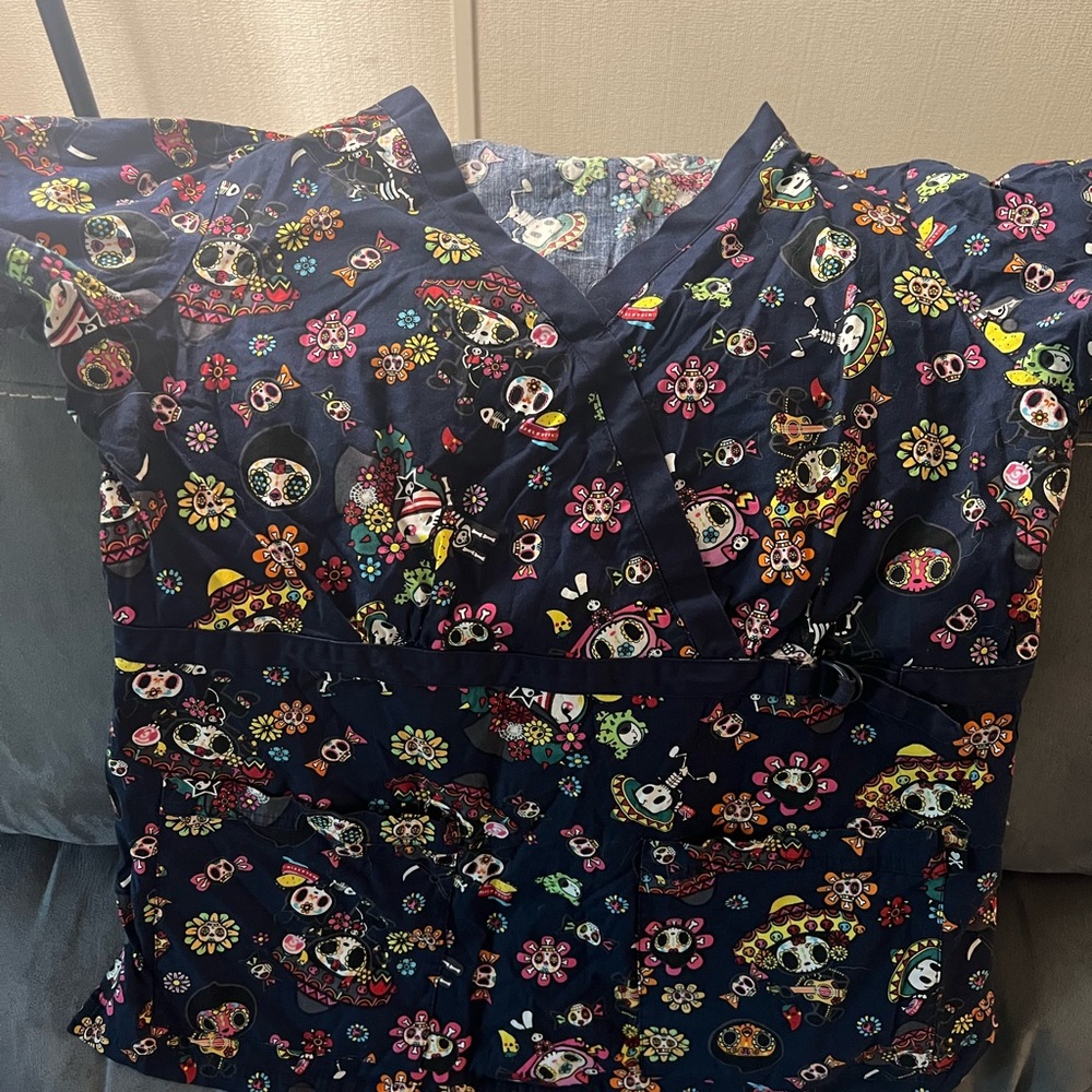 Day of the dead scrub top